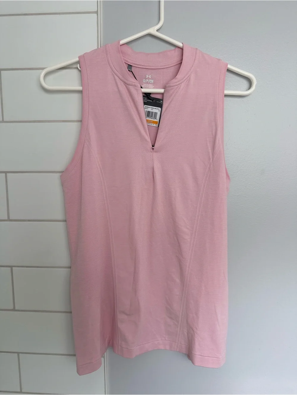 Under Armour Light Pink Sleeveless Zip-Notch Athletic Tank - Picture 1 of 3